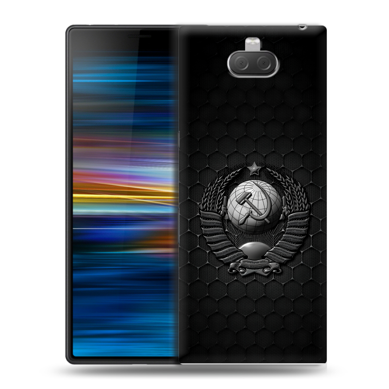 Пластиковый чехол на Sony Xperia 10 Plus с принтом Герб Флаг СССР Пластиковый чехол на Sony Xperia 10 Plus с принтом Герб Флаг СССР