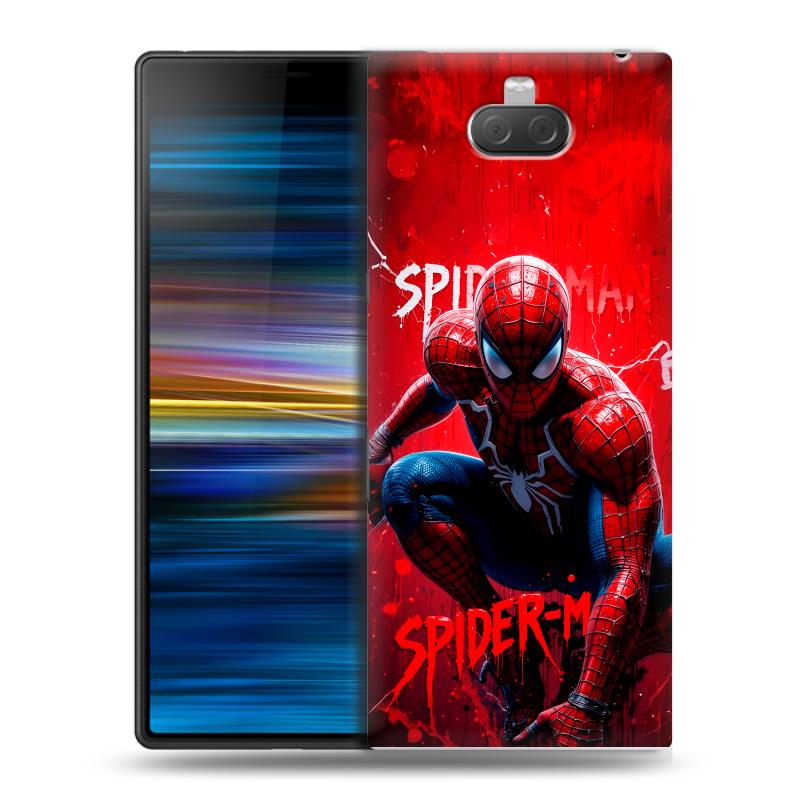 Пластиковый чехол на Sony Xperia 10 Plus с принтом Spiderman Человек паук Пластиковый чехол на Sony Xperia 10 Plus с принтом Spiderman Человек паук