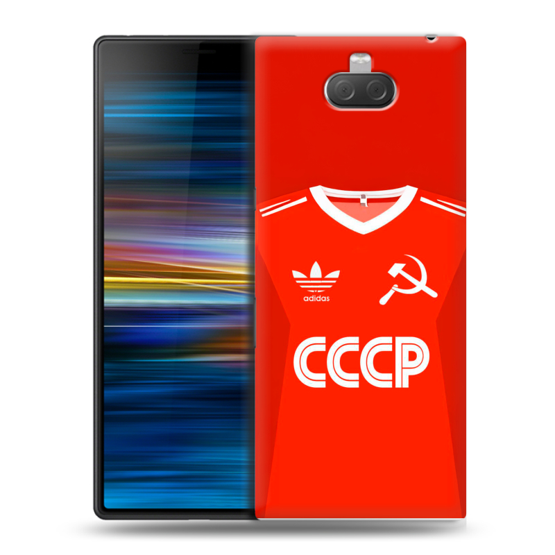 Пластиковый чехол на Sony Xperia 10 Plus с принтом Флаг Герб СССР Пластиковый чехол на Sony Xperia 10 Plus с принтом Флаг Герб СССР