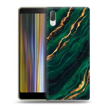 Пластиковый чехол на Sony Xperia L3 с принтом Мрамор зеленое золото