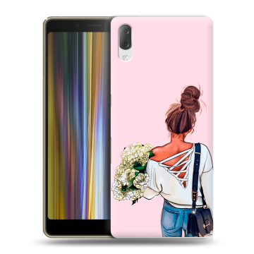 Пластиковый чехол на Sony Xperia L3 с принтом Девушка и букет