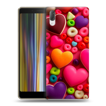 Пластиковый чехол на Sony Xperia L3 с принтом Сердечки