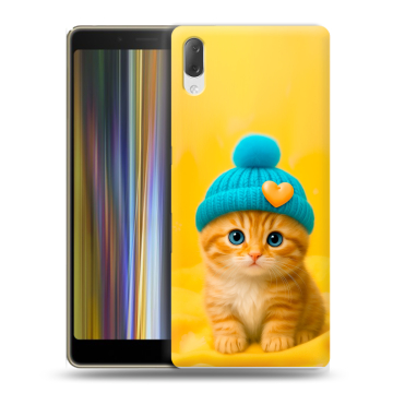 Пластиковый чехол на Sony Xperia L3 с принтом Котенок в шапке