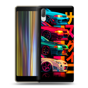 Пластиковый чехол на Sony Xperia L3 с принтом Гоночные машины