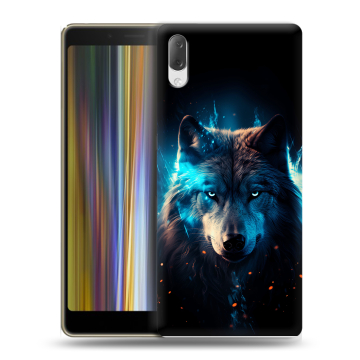 Пластиковый чехол на Sony Xperia L3 с принтом Волк ночной