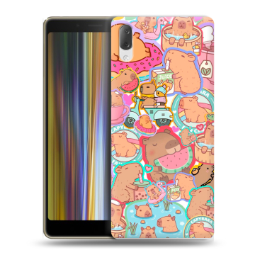 Пластиковый чехол на Sony Xperia L3 с принтом капибары