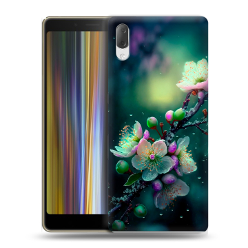 Пластиковый чехол на Sony Xperia L3 с принтом Цветы и мрамор