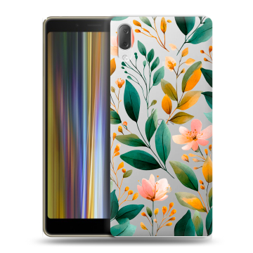Пластиковый чехол на Sony Xperia L3 с принтом Цветы паттерн Пластиковый чехол на Sony Xperia L3 с принтом Цветы паттерн