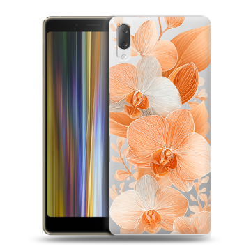 Пластиковый чехол на Sony Xperia L3 с принтом Бежевые цветы Пластиковый чехол на Sony Xperia L3 с принтом Бежевые цветы