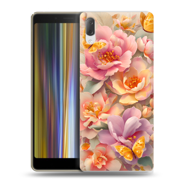 Пластиковый чехол на Sony Xperia L3 с принтом Цветы и бабочки Пластиковый чехол на Sony Xperia L3 с принтом Цветы и бабочки