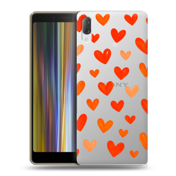 Пластиковый чехол на Sony Xperia L3 с принтом Сердечки Пластиковый чехол на Sony Xperia L3 с принтом Сердечки