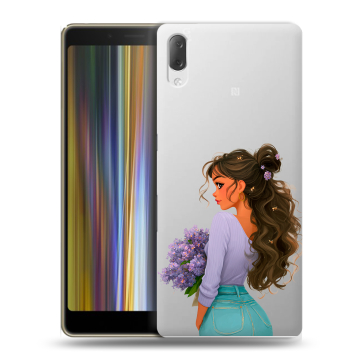 Пластиковый чехол на Sony Xperia L3 с принтом девушка цветы