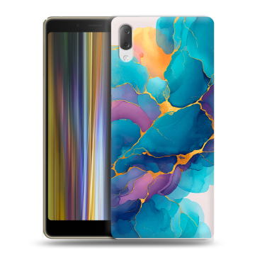 Пластиковый чехол на Sony Xperia L3 с принтом Мрамор блестки