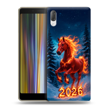 Пластиковый чехол на Sony Xperia L3 с принтом Новый год коня