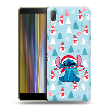 Пластиковый чехол на Sony Xperia L3 с принтом Стич Новый год