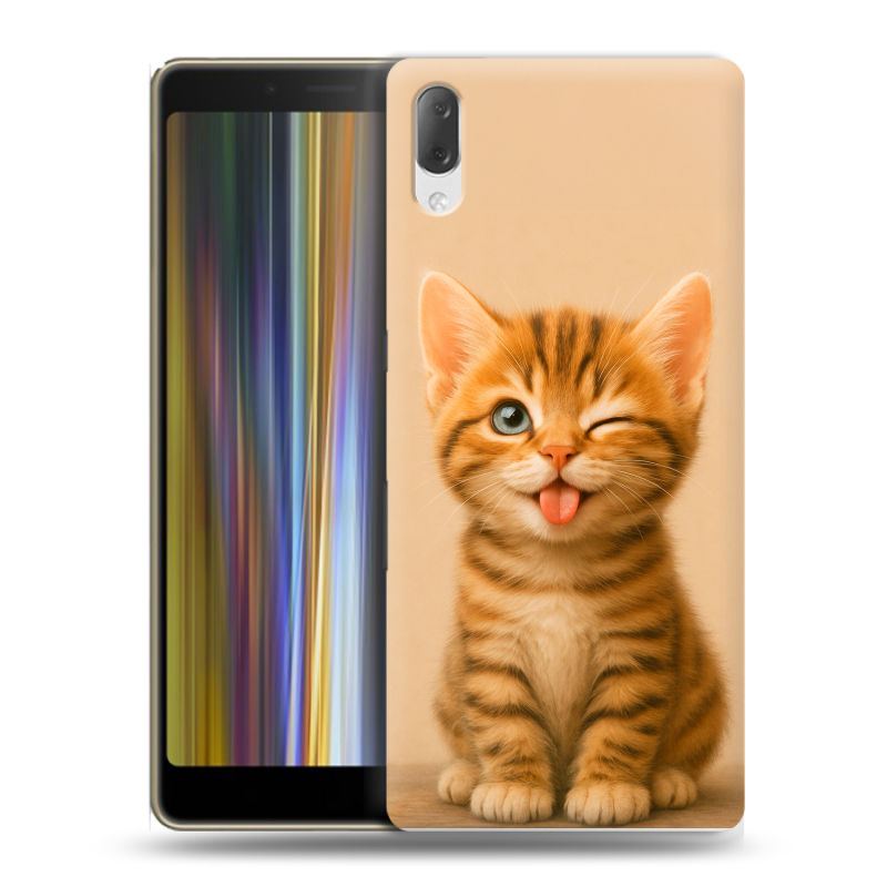 Пластиковый чехол на Sony Xperia L3 с принтом котенок Пластиковый чехол на Sony Xperia L3 с принтом котенок