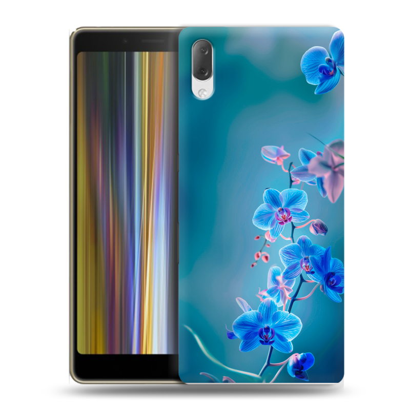 Пластиковый чехол на Sony Xperia L3 с принтом Голубые цветы Пластиковый чехол на Sony Xperia L3 с принтом Голубые цветы