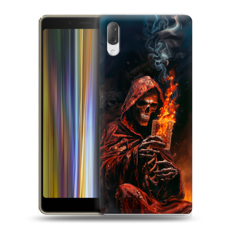 Пластиковый чехол на Sony Xperia L3 с принтом Скелет и карты Пластиковый чехол на Sony Xperia L3 с принтом Скелет и карты