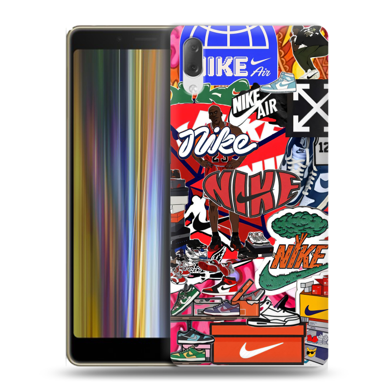 Пластиковый чехол на Sony Xperia L3 с принтом Найк Nike яркий Пластиковый чехол на Sony Xperia L3 с принтом Найк Nike яркий