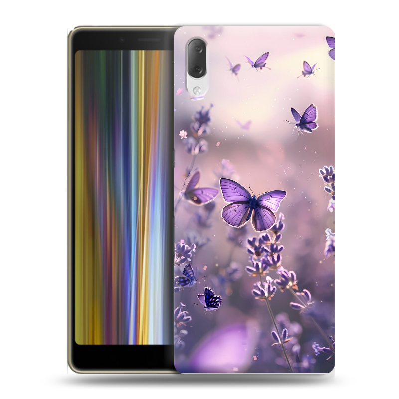 Пластиковый чехол на Sony Xperia L3 с принтом бабочки и лаванда Пластиковый чехол на Sony Xperia L3 с принтом бабочки и лаванда