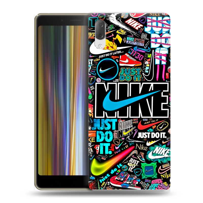 Пластиковый чехол на Sony Xperia L3 с принтом найк nike черный Пластиковый чехол на Sony Xperia L3 с принтом найк nike черный