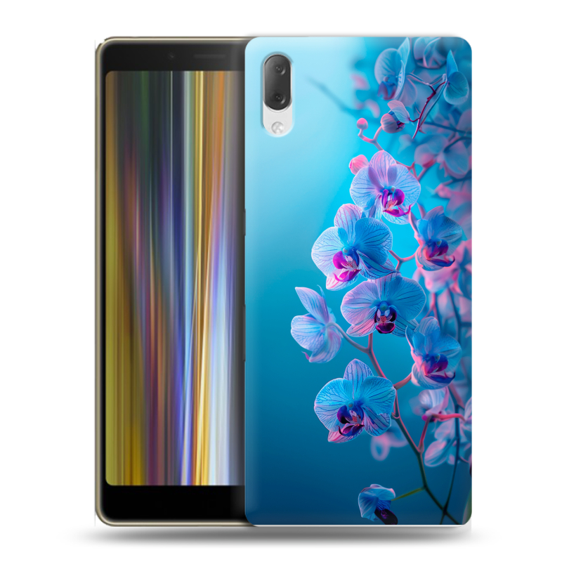 Пластиковый чехол на Sony Xperia L3 с принтом голубые орхидеи Пластиковый чехол на Sony Xperia L3 с принтом голубые орхидеи