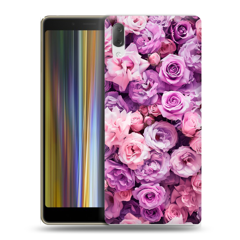 Пластиковый чехол на Sony Xperia L3 с принтом лавандовые розы Пластиковый чехол на Sony Xperia L3 с принтом лавандовые розы