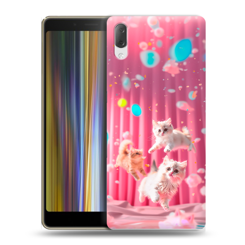 Пластиковый чехол на Sony Xperia L3 с принтом милые котики Пластиковый чехол на Sony Xperia L3 с принтом милые котики