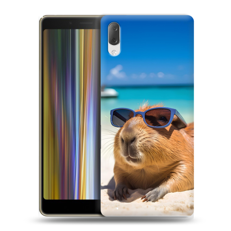 Пластиковый чехол на Sony Xperia L3 с принтом Капибара Пластиковый чехол на Sony Xperia L3 с принтом Капибара