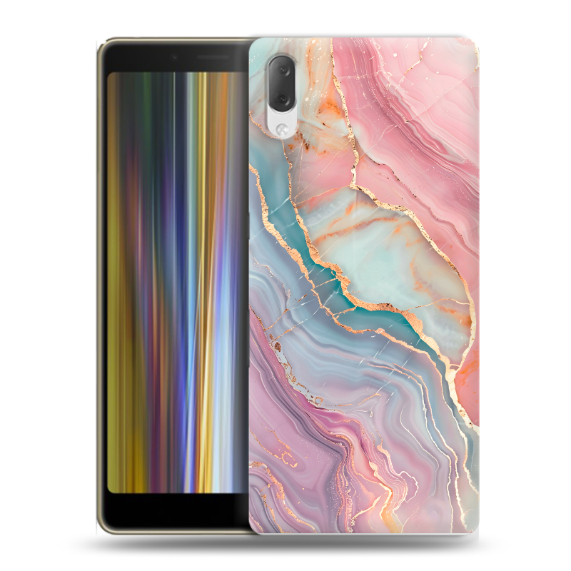 Пластиковый чехол на Sony Xperia L3 с принтом розовый мрамор Пластиковый чехол на Sony Xperia L3 с принтом розовый мрамор