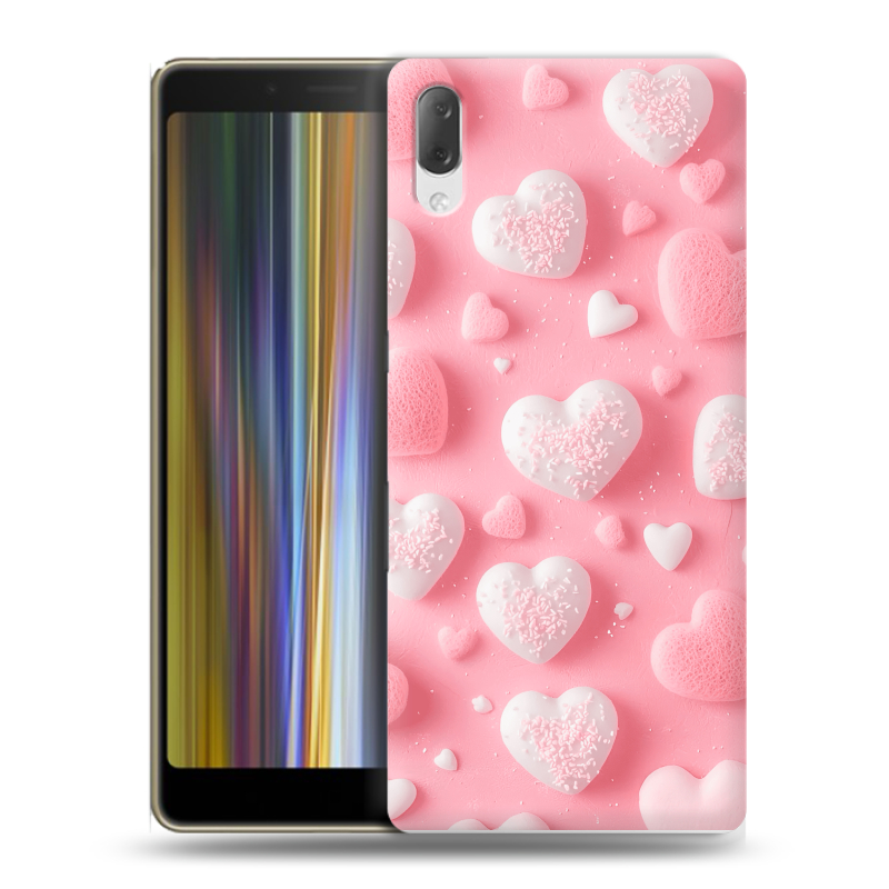 Пластиковый чехол на Sony Xperia L3 с принтом Сердечки Пластиковый чехол на Sony Xperia L3 с принтом Сердечки