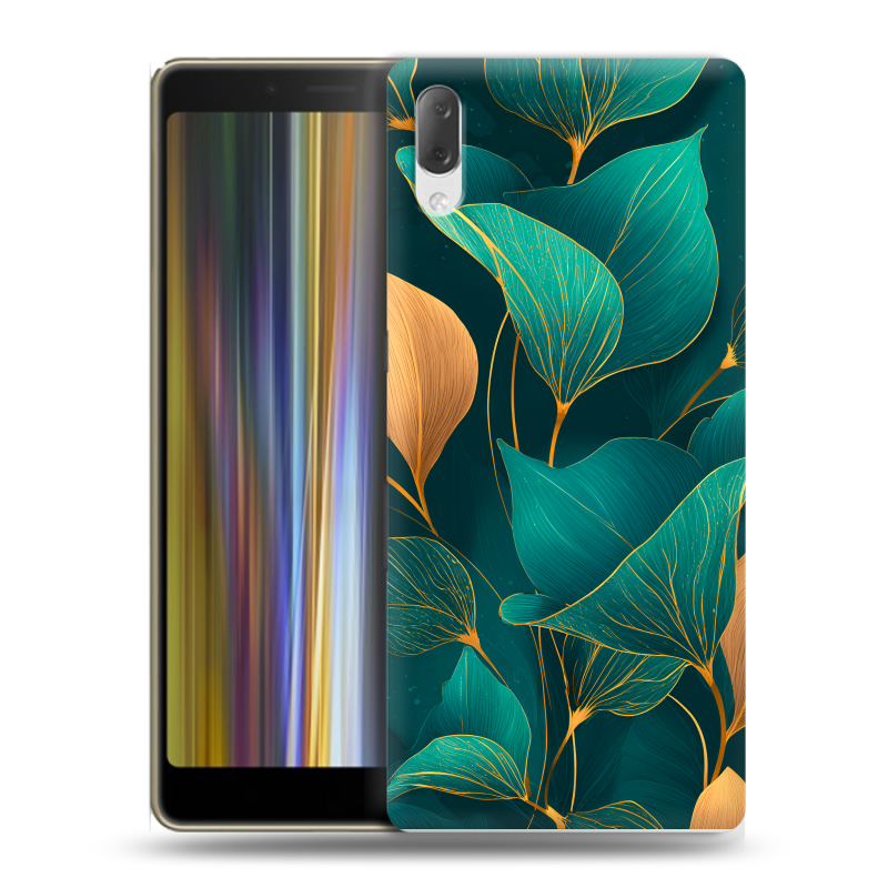 Пластиковый чехол на Sony Xperia L3 с принтом Листья и золото Пластиковый чехол на Sony Xperia L3 с принтом Листья и золото