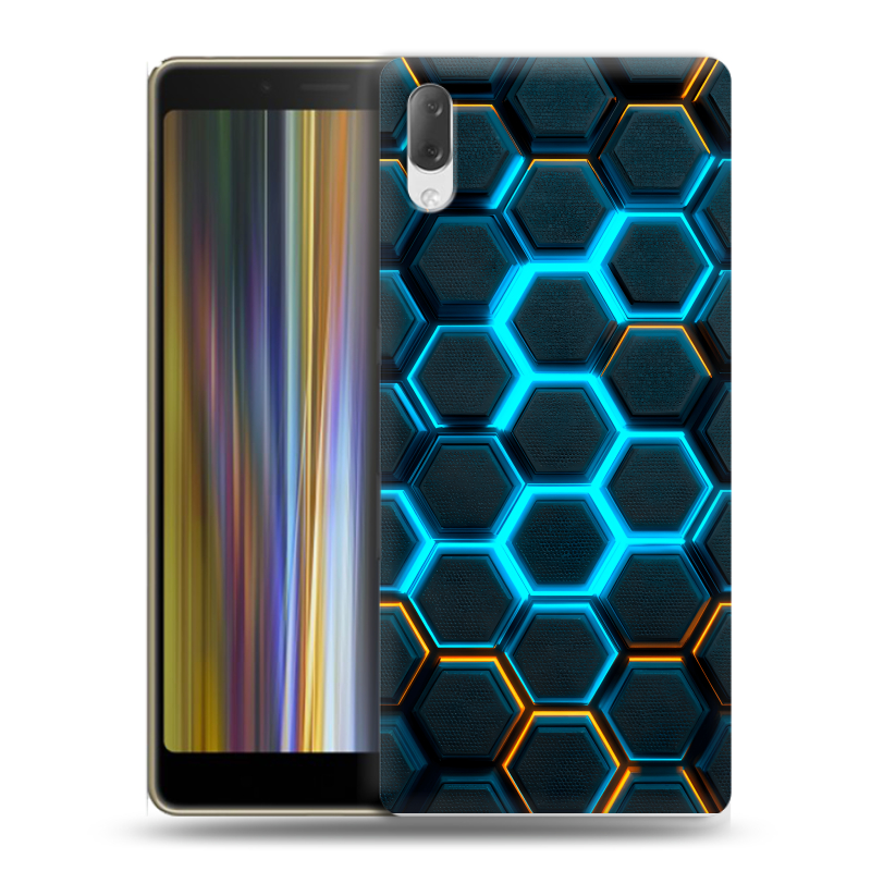 Пластиковый чехол на Sony Xperia L3 с принтом Неоновые соты Пластиковый чехол на Sony Xperia L3 с принтом Неоновые соты