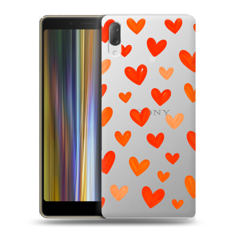 Пластиковый чехол на Sony Xperia L3 с принтом Сердечки Пластиковый чехол на Sony Xperia L3 с принтом Сердечки