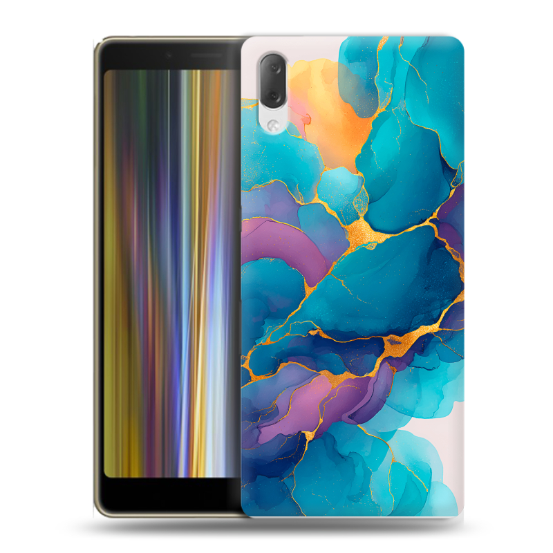 Пластиковый чехол на Sony Xperia L3 с принтом Мрамор блестки Пластиковый чехол на Sony Xperia L3 с принтом Мрамор блестки
