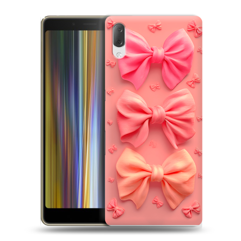 Пластиковый чехол на Sony Xperia L3 с принтом Розовые бантики Пластиковый чехол на Sony Xperia L3 с принтом Розовые бантики