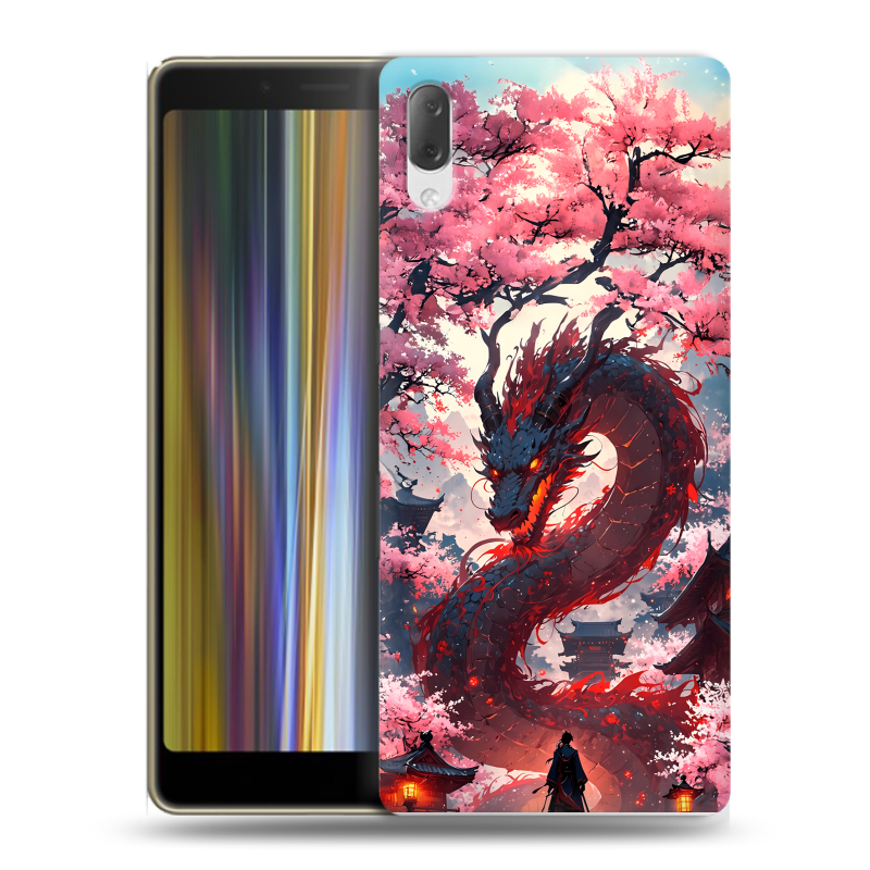 Пластиковый чехол на Sony Xperia L3 с принтом Дракон Японский Пластиковый чехол на Sony Xperia L3 с принтом Дракон Японский
