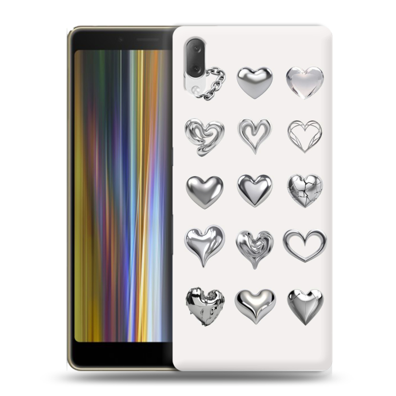 Пластиковый чехол на Sony Xperia L3 с принтом Y2K сердечки Пластиковый чехол на Sony Xperia L3 с принтом Y2K сердечки