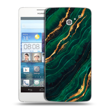Пластиковый чехол на Huawei Ascend D2 с принтом Мрамор зеленое золото Пластиковый чехол на Huawei Ascend D2 с принтом Мрамор зеленое золото