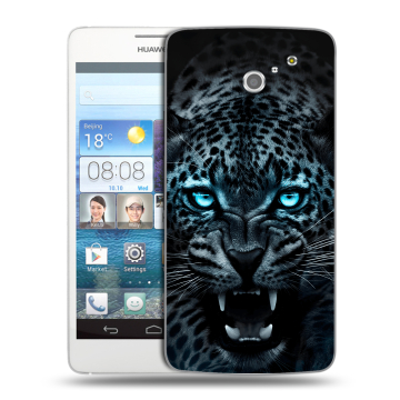 Пластиковый чехол на Huawei Ascend D2 с принтом Темный леопард Пластиковый чехол на Huawei Ascend D2 с принтом Темный леопард