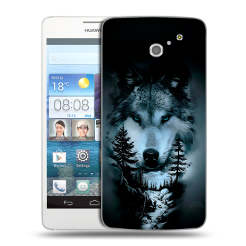 Пластиковый чехол на Huawei Ascend D2 с принтом Лесной волк Пластиковый чехол на Huawei Ascend D2 с принтом Лесной волк
