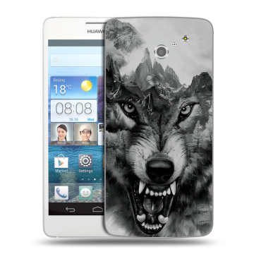Пластиковый чехол на Huawei Ascend D2 с принтом Волк Пластиковый чехол на Huawei Ascend D2 с принтом Волк
