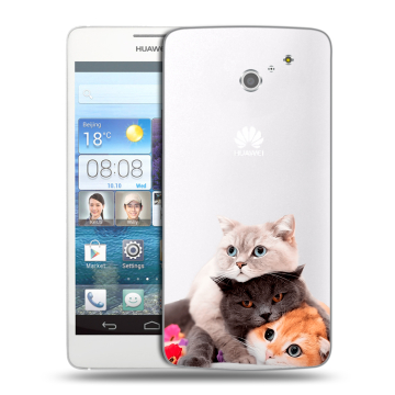 Пластиковый чехол на Huawei Ascend D2 с принтом Кошки Пластиковый чехол на Huawei Ascend D2 с принтом Кошки