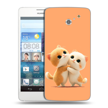 Пластиковый чехол на Huawei Ascend D2 с принтом Милые котики Пластиковый чехол на Huawei Ascend D2 с принтом Милые котики