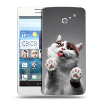 Пластиковый чехол на Huawei Ascend D2 с принтом Коты Пластиковый чехол на Huawei Ascend D2 с принтом Коты