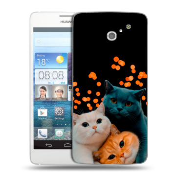 Пластиковый чехол на Huawei Ascend D2 с принтом Кошки Пластиковый чехол на Huawei Ascend D2 с принтом Кошки