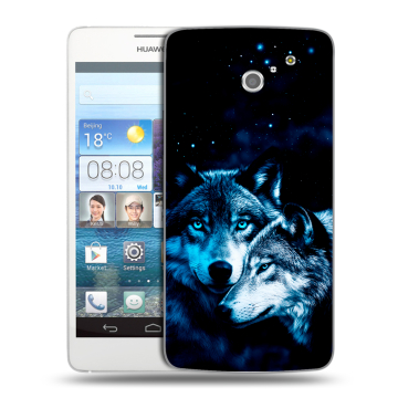 Пластиковый чехол на Huawei Ascend D2 с принтом Волки Пластиковый чехол на Huawei Ascend D2 с принтом Волки