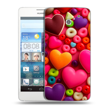 Пластиковый чехол на Huawei Ascend D2 с принтом Сердечки Пластиковый чехол на Huawei Ascend D2 с принтом Сердечки