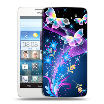 Пластиковый чехол на Huawei Ascend D2 с принтом Бабочки Пластиковый чехол на Huawei Ascend D2 с принтом Бабочки