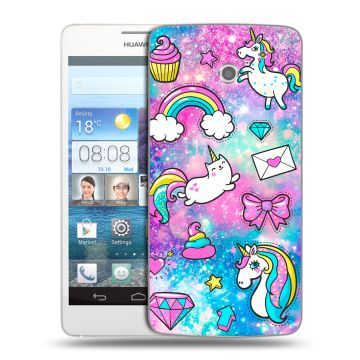 Пластиковый чехол на Huawei Ascend D2 с принтом Единороги